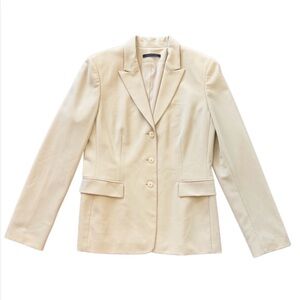 Elie Tahari Cream Tailored Blazer Women’s Small Neutral Minimalist Career Jacket